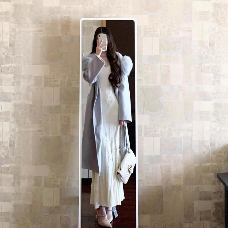 [] Beautiful chic dress autumn retro high-end knitted long dress unique temperament imperial sister skirt