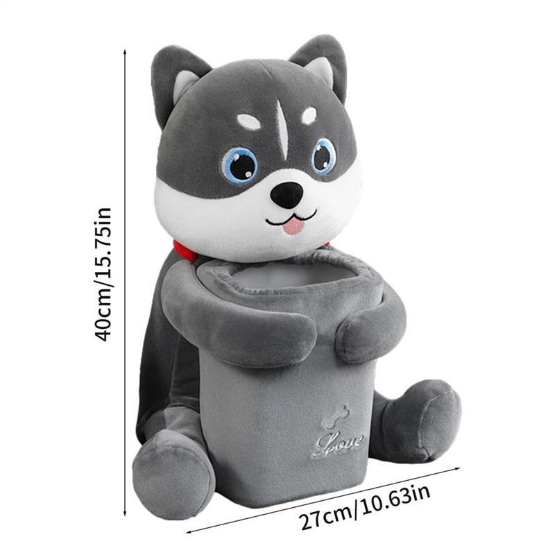 2 In1 Cute Cartoon Car Tissue Box With Ashcan Creative Plush Tissue Box Holder Auto Armrest Box Car Garbage Can for car interior