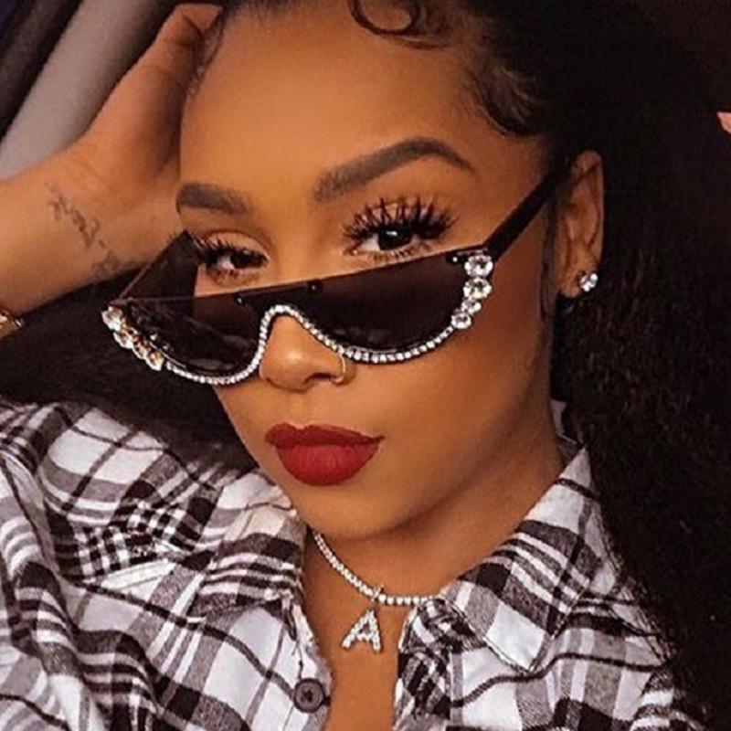 2023 Semi-Rimless Rhinestone Sunglasses - New Trendy European & American Street Style, Internet Celebrity-Inspired