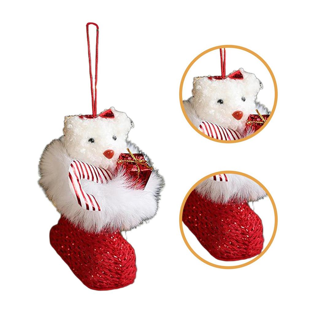 Christmas Tree Bear Hanging Decoration Xmas Decoration Festival Photo Props New Year Indoor Winter Farmhouse Plush Pendant