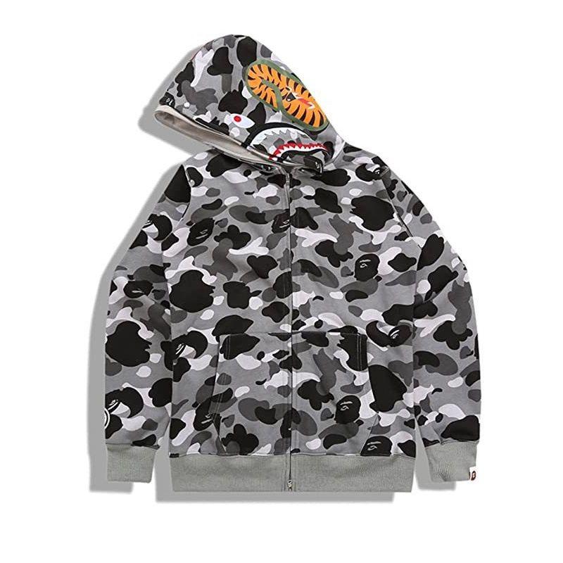 Women Bape Men Zip Up Jacket Shark Printing Hoodie Streetwear Fashion