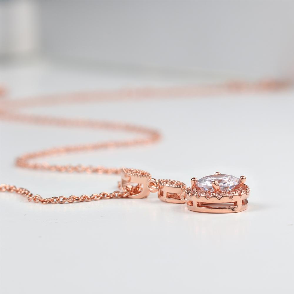 ZHOUYANG Fashion Crystal Pendant Neck Chain For Women Cubic Zirconia Rose Gold Color Necklace Jewelry Top Quality Gifts N428