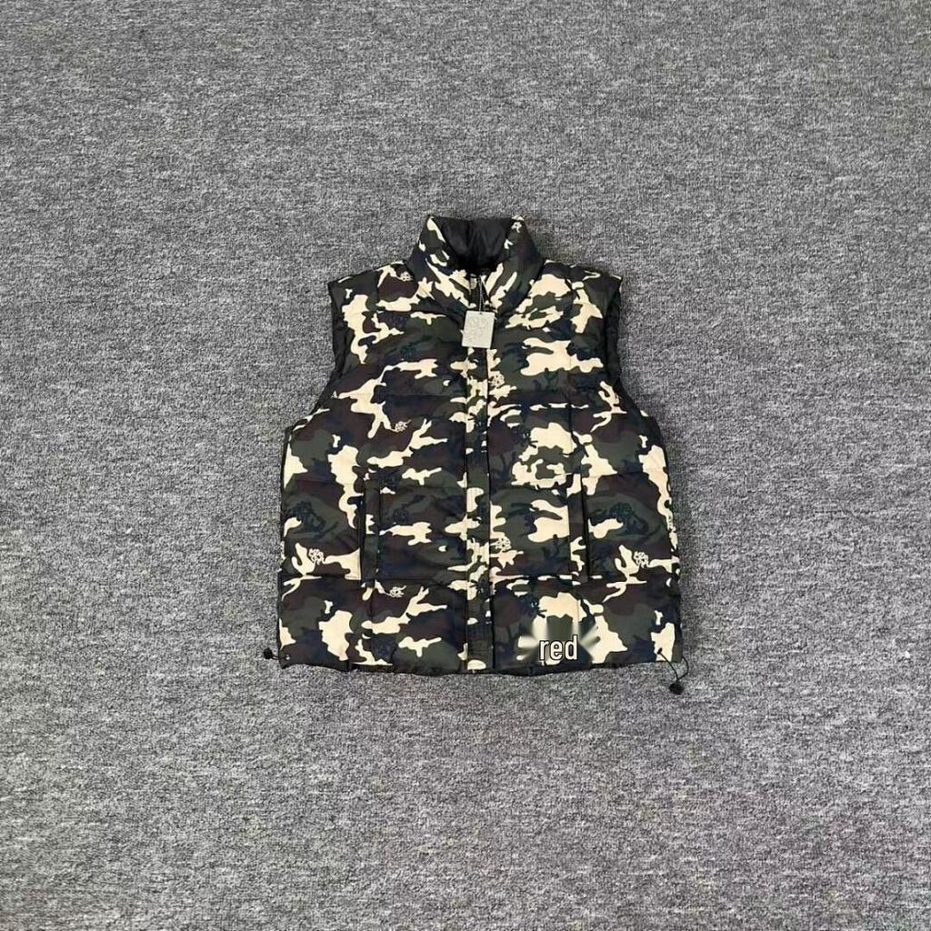 Autumn Reversible Camouflage Down Vest Jacket with Stand Collar