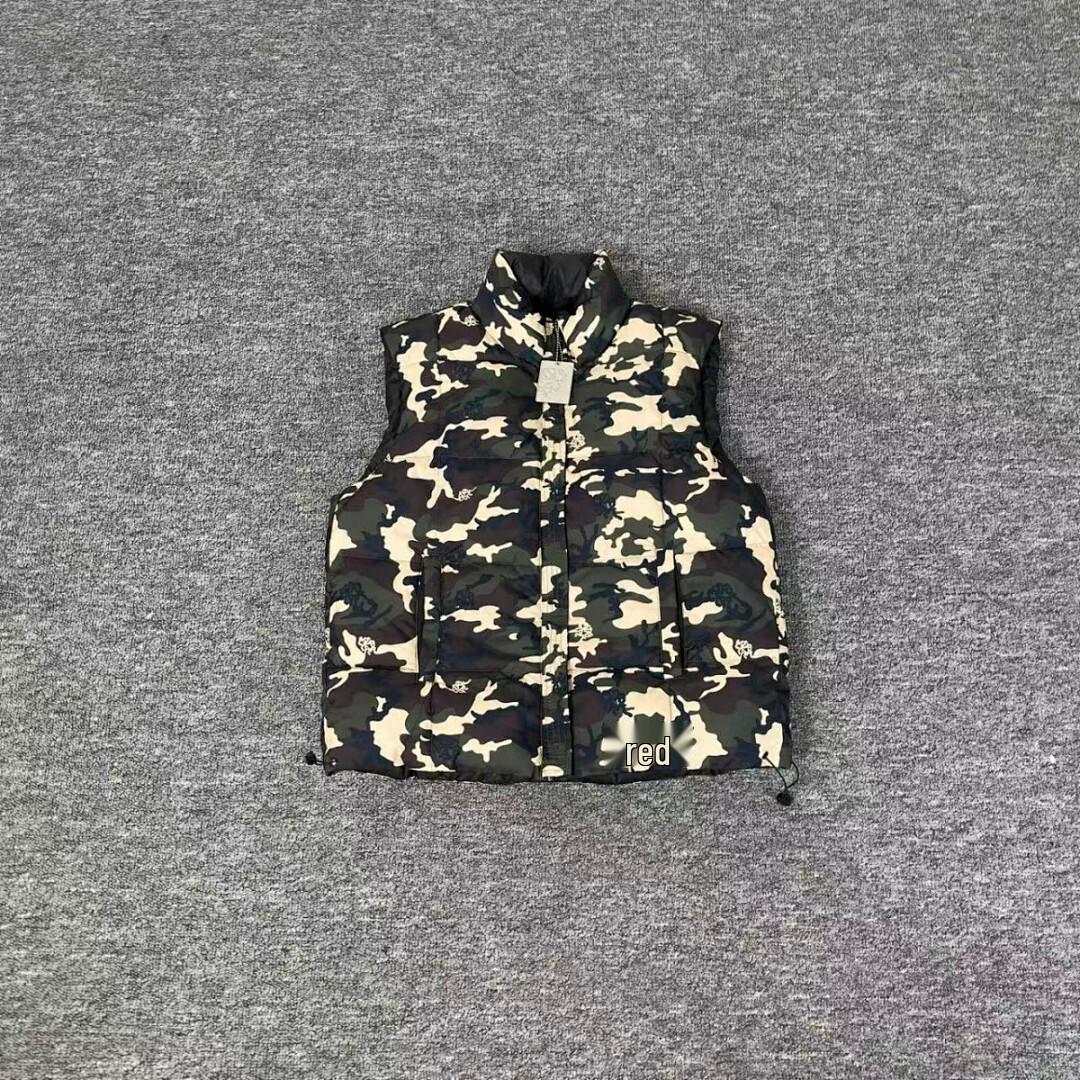 Осенняя двусторонняя камуфляжная пуховая жилетка-куртка с воротником-стойкой Small