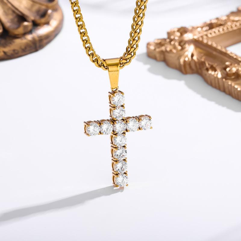 Europäische und Amerikanische Diamantbesetzte Kreuz-Anhänger Halskette, Hochwertige Halskette, Personalisierter Schmuck 2026