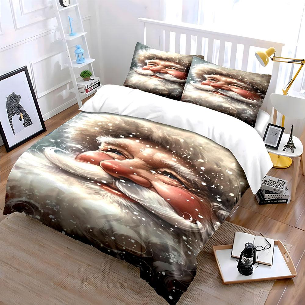 Santa Claus Face Pattern. Bedding Sets Duvet Cover Sets Duvet Covers Pillowcases(1 * Duvet Cover 2 * Pillowcases Without Duvet Insert)