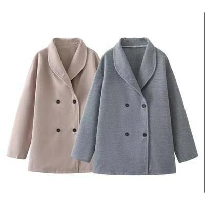 Women's Winter Wool Coat Stand Collar Jacket Double Breasted Retro Trench Coat Fashion Loose Warm Outerwear