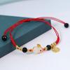 Jade Rabbit Bracelet Women Handmade Red Black Rope Charm New Year Lovers Bracelets Jewelry Frie R9D0