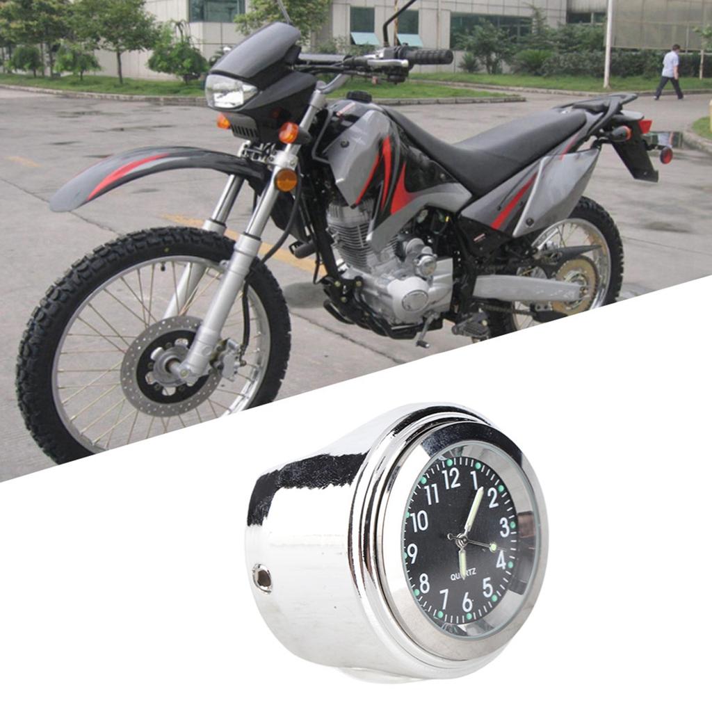 22?25mm Universal Motorcycle Handlebar Clock Metal Mount Hand Grip Bar Dial Watch (Black Dial)