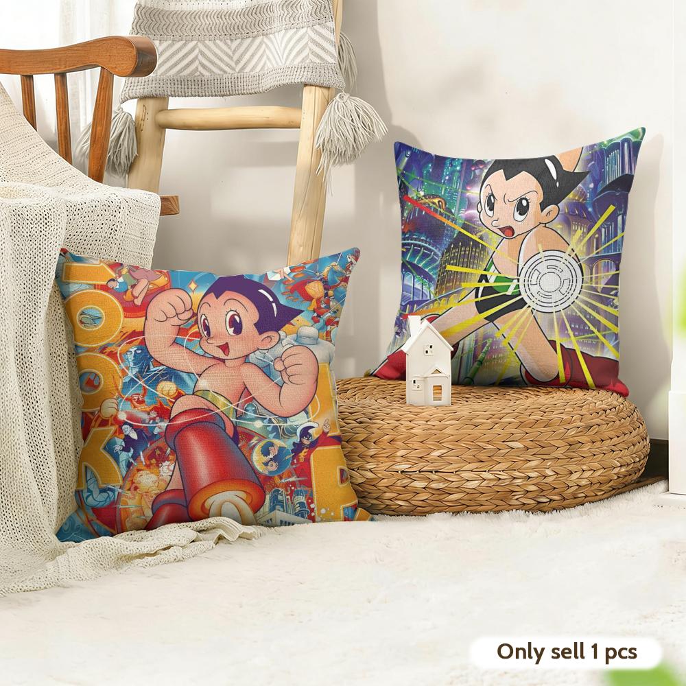 Anime Comic AAstro Boy Cushion Cover Natural Linen Organic Fabric DoubleSided Printing Couch Pillow Covers Home Decor