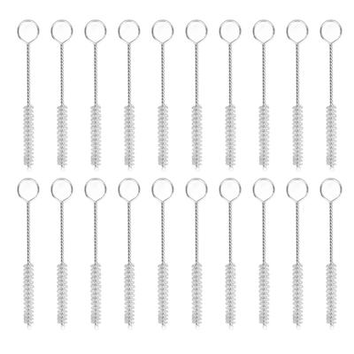 20pcs 4MM Tube Brush Twist Handle Stainless Steel Reusable Sound Aid Cleaning Brush for Straw Pipes Earphones White
