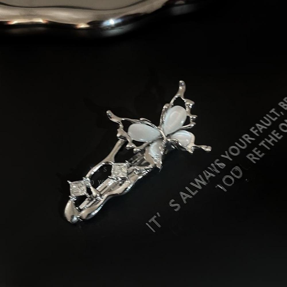 1pc Irregular Shape Cat Eye Zircon Hair Clips Butterfly Design Hair Barrettes  Girl Fashion