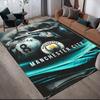 Alfombra Estampada de Franela Man City, Decoración para Sofá del Hogar para Sala de Estar y Dormitorio, Alfombrilla de Suelo de Franela Antideslizante para Sala de Juegos