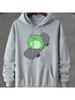 Cartoon Frog Skateboard Hoodie Front Street Style Print Loose Long Sleeve Casual Fleece Pullover Sweatshirt