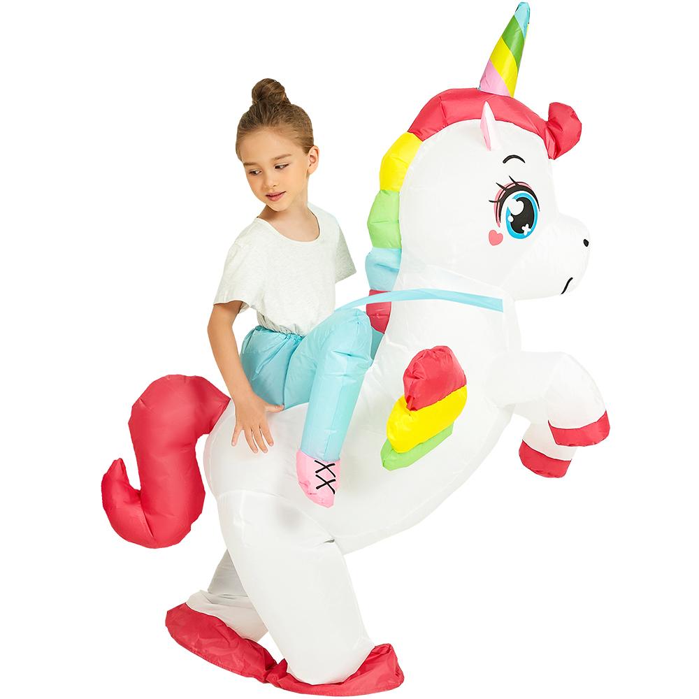 Adult Kids Colorful Unicorn Inflatable Costume Fancy Funny Inflatable Suit for Boys Girls Halloween Purim Anime Cosplay Costumes