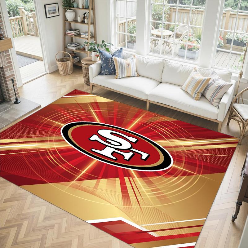 San Francisco 49ers Design Kristall Samt Teppich Gemütlich Nicht?Rutschfester Teppich mit Aufdruck für Schlafzimmer Wohnzimmer Eingang