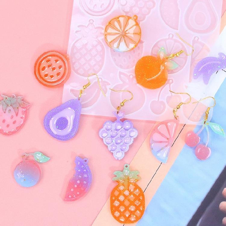 Silicone Earring Molds Resin Drop Jewelry Moulds Fruit/Vegetable Series Jewelry Making Molds for Kids and Teens Crafting