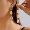 Bohemia Long Cowrie Shell Drop Earrings for Women Exquisite Seashell Linear Dangle Earrings Summer Beach Vacation Jewelry Gift