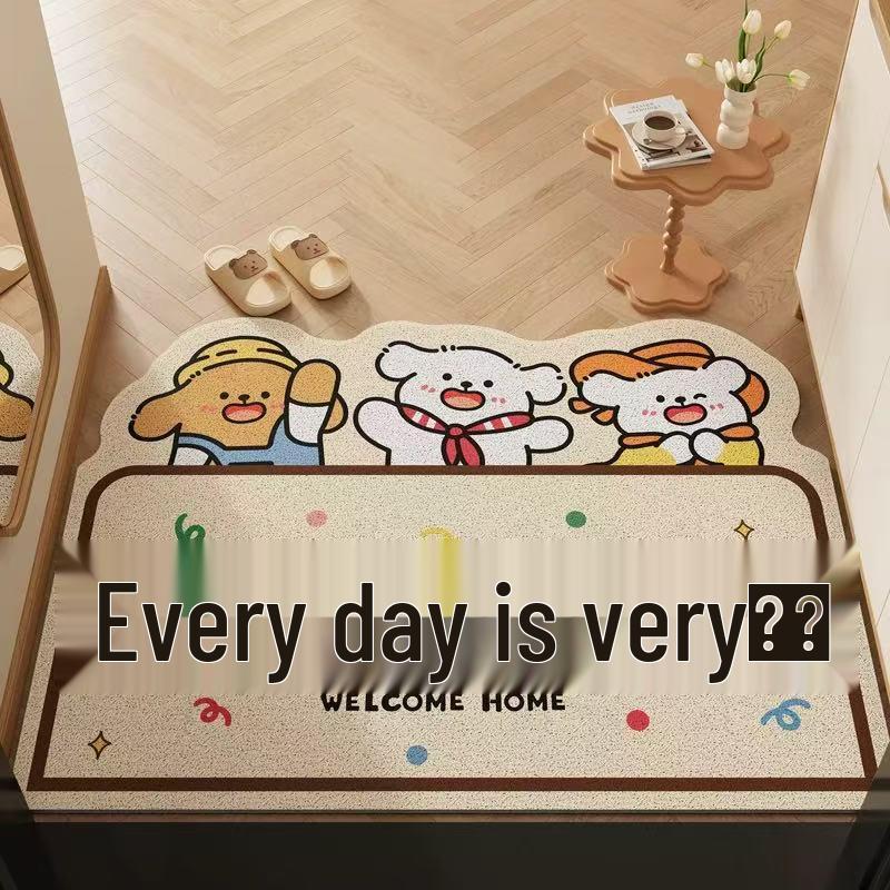 Cute Cartoon PVC Doormat: Non-slip, Dirt-resistant, Cuttable Foot Mat for Home Entrance