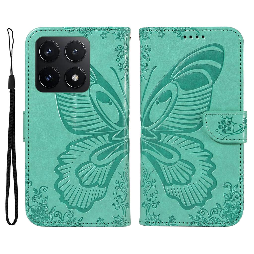 For Xiaomi 14T Case Butterfly Pattern Leather Wallet Flip Phone Cover
