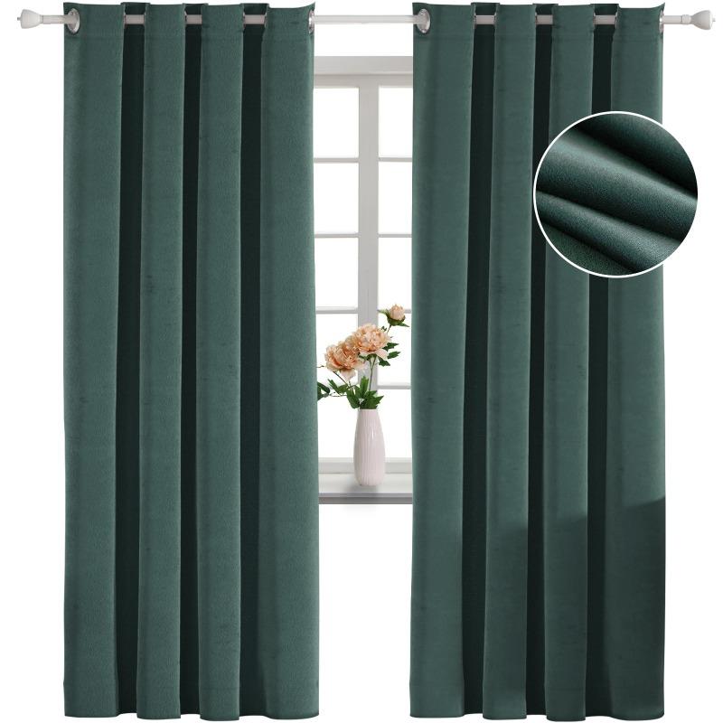 1Panel Thicken Velvet Curtains Blackout Solid Color Curtains for Living Room Bedroom Dining Nature Vertically Custom Size