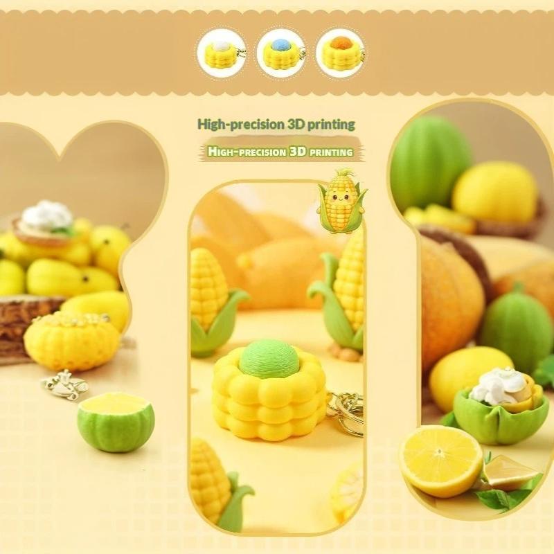 3D Printed Corn Clicker Keychain Durable Stress Relief Fidget Toy Crisp Click Sound for ADHD Kids Adults Relaxing