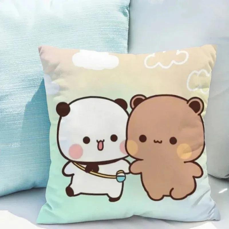 Bubu Dudu Cartoon Bear Pillow Cover 45X45Cm - Cute Kids Bedroom Decor, Soft Plush Sofa Pillow Case For Living Room