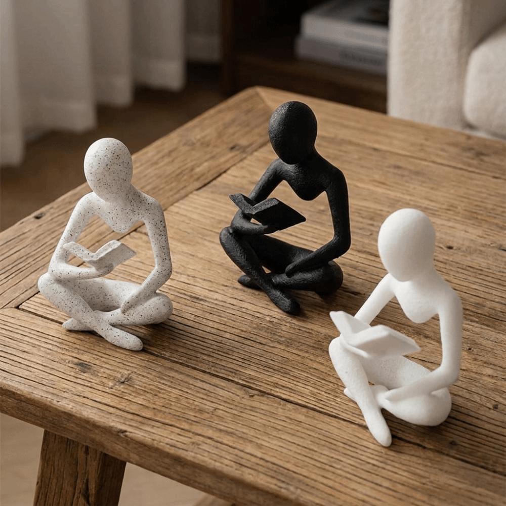 Mini Reader Sculpture Ornament Minimalist Reading Figure Ornament  Bookshelf Decor
