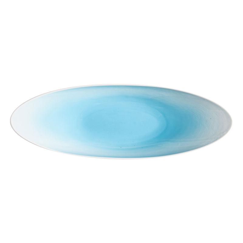 Restaurant, Hotel, Steamed Fish Dish, Front Brocade, Oval Strip Plate, Creative Ceramic Home Dish Plate, Pasta Salad Plate