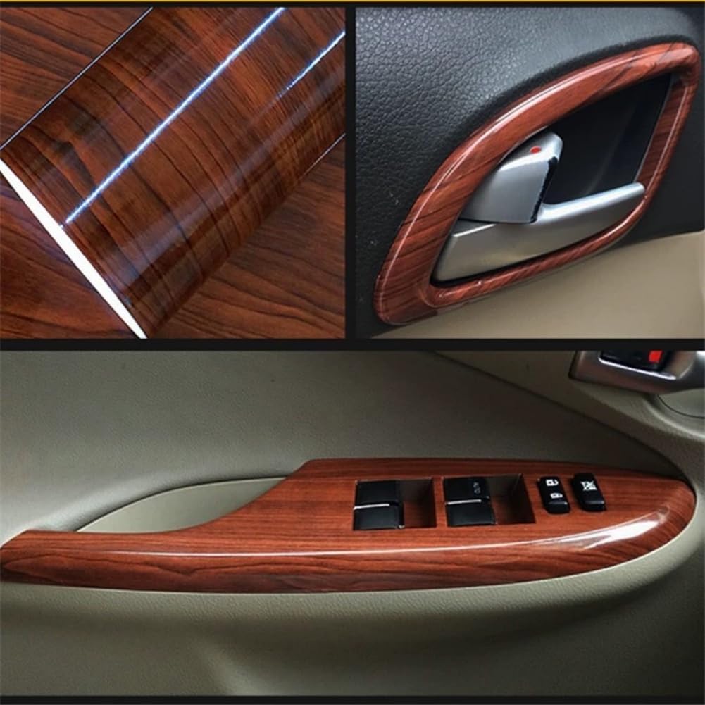 Wood Grain Vinyl Wrap Sticker Decal Car Internal Wraps Self Adhesive DIY Film, Waterproof Wrap Roll Without Bubble, 100x 40cm/39.4x15.7in (Brown-Wood