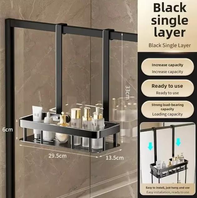 Cesta de Ducha de Baño de Doble Capa-Estante de Almacenamiento Colgante para Puerta Organizador de Estante de Ducha para Artículos de Tocador y Suministros de Baño