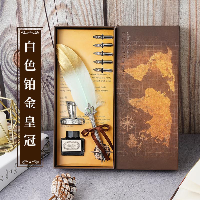 Vintage Black Ink Wedding Gift Signature Pen Office School Accessories Feather Quill Ballpoint Pen