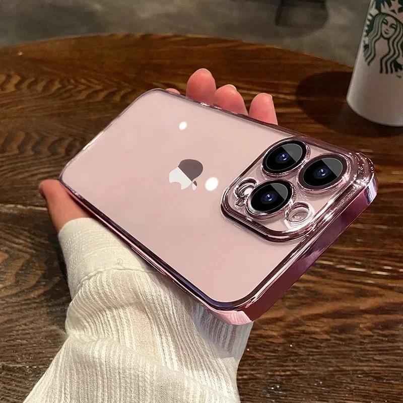 Plating Clear Phone Case For For Iphone 17 Air 16 1 14 13 11 12 Pro Max Plus 13 12 Mini Full Lens Protector Silicone Cover
