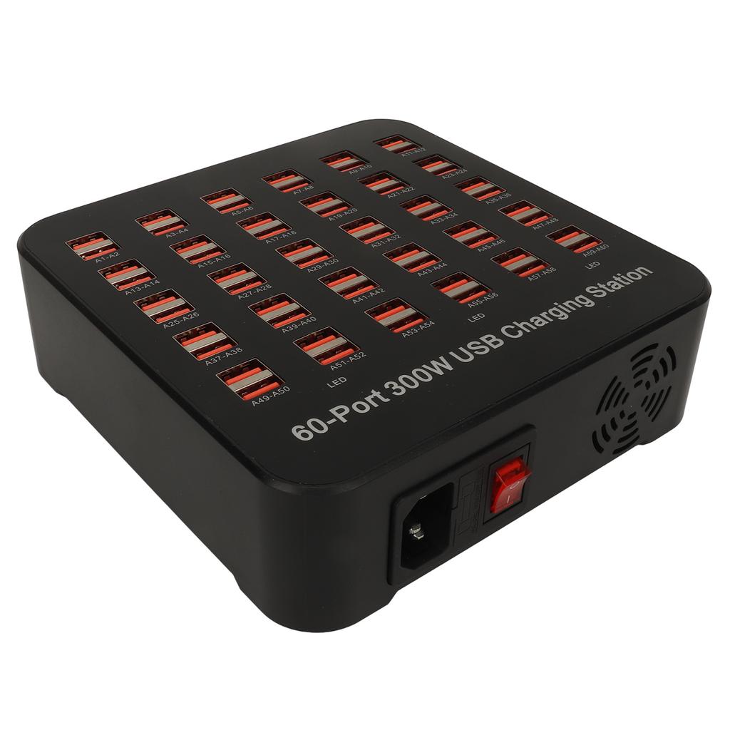 USB Charging Station 60 Ports 300W Fast Charging USB Charger Dock for Phone Tablet