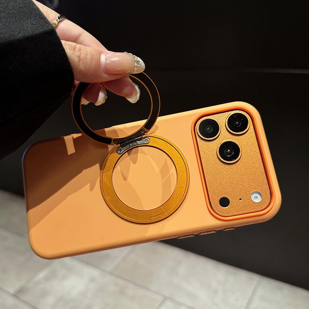 Metal 360° Rotating Stand for Apple 17 Promax - Skin-Feel Matte Anti-Slip Protective Case