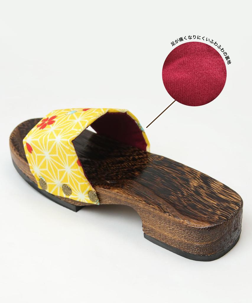 Japanese Burnt Paulownia [KYOETSU] [Kyoetsu] Sandals, Geta, Pattern, Wood, Women's (13, measurement_24_point_5_centimeters)