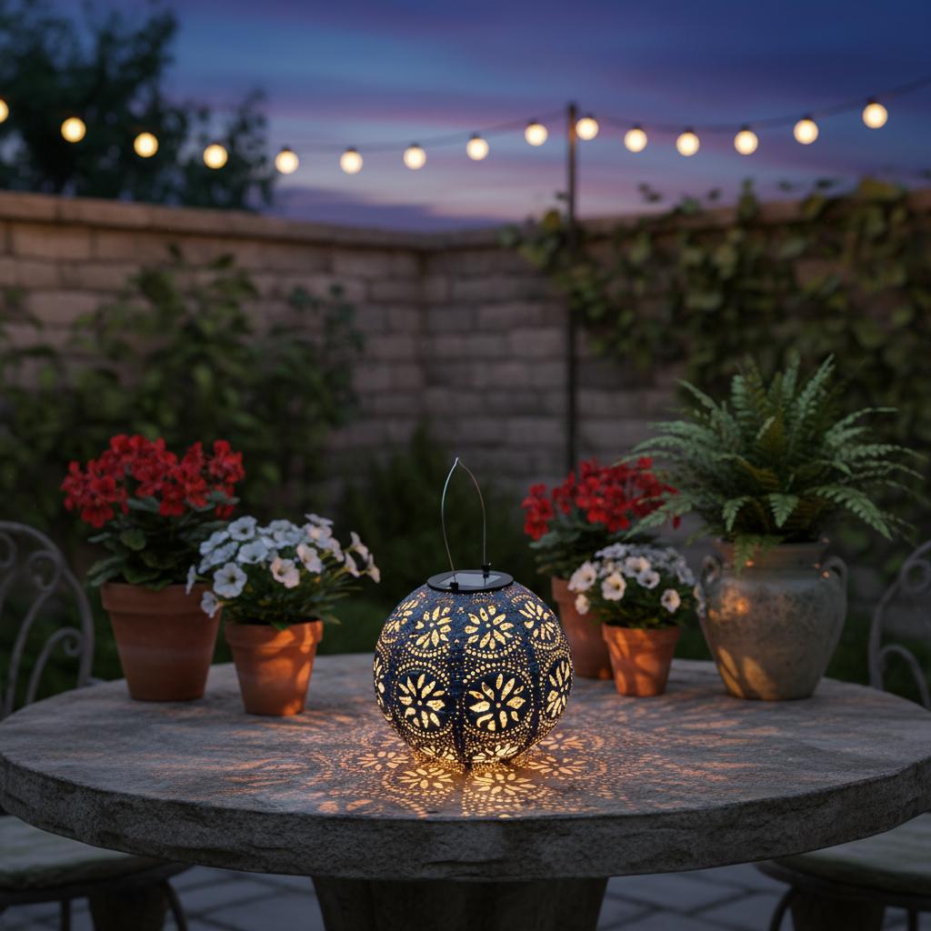 Solar Powered LED Hanging Lights with Handle, IP65 Waterproof Aluminum Outdoor Pendant Lights for Garden Patio Path Yard Decor
