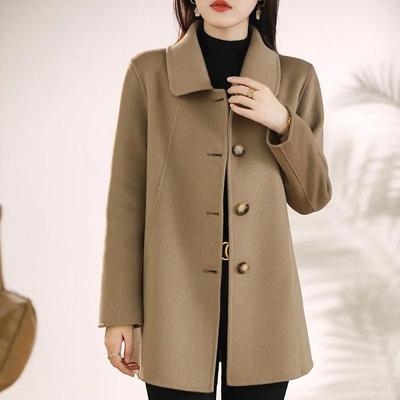 Women's Autumn Solid Slim Temperament Woolen Jacket Single Breasted Female Casual Outwear Tops