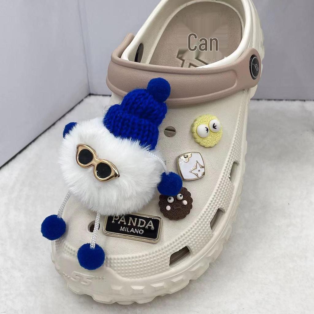 Trendy Plyšová Pompomová Dekorace na Dřeváky - Odnímatelné Pryskyřičné Doplňky Spon na Boty