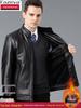 Men's Winter Sheepskin Leather Jacket with Fleece Lining - Thick, Warm Outerwear for Middle-aged and Elderly
