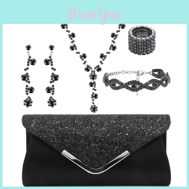 Minimalist European Style Jewelry Set With Water Diamond Embellishments For Women