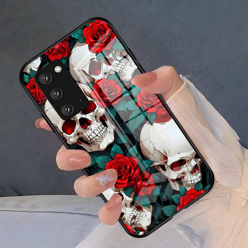 Spooky Skull Patterns Phone Case For Samsung S26 S25 Plus S20 S20 Plus S22 Ultra S23 FE S21 Plus S21 Ultra Glass Cover