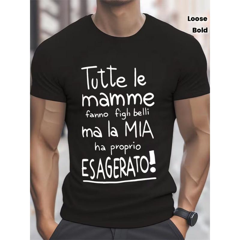 Men'S T-Shirt With Funny Italian Quote | Casual Short Sleeve 100% T-Shirt With Bold White Text, Loose Fit For Spring/Summer, Machine Washable,