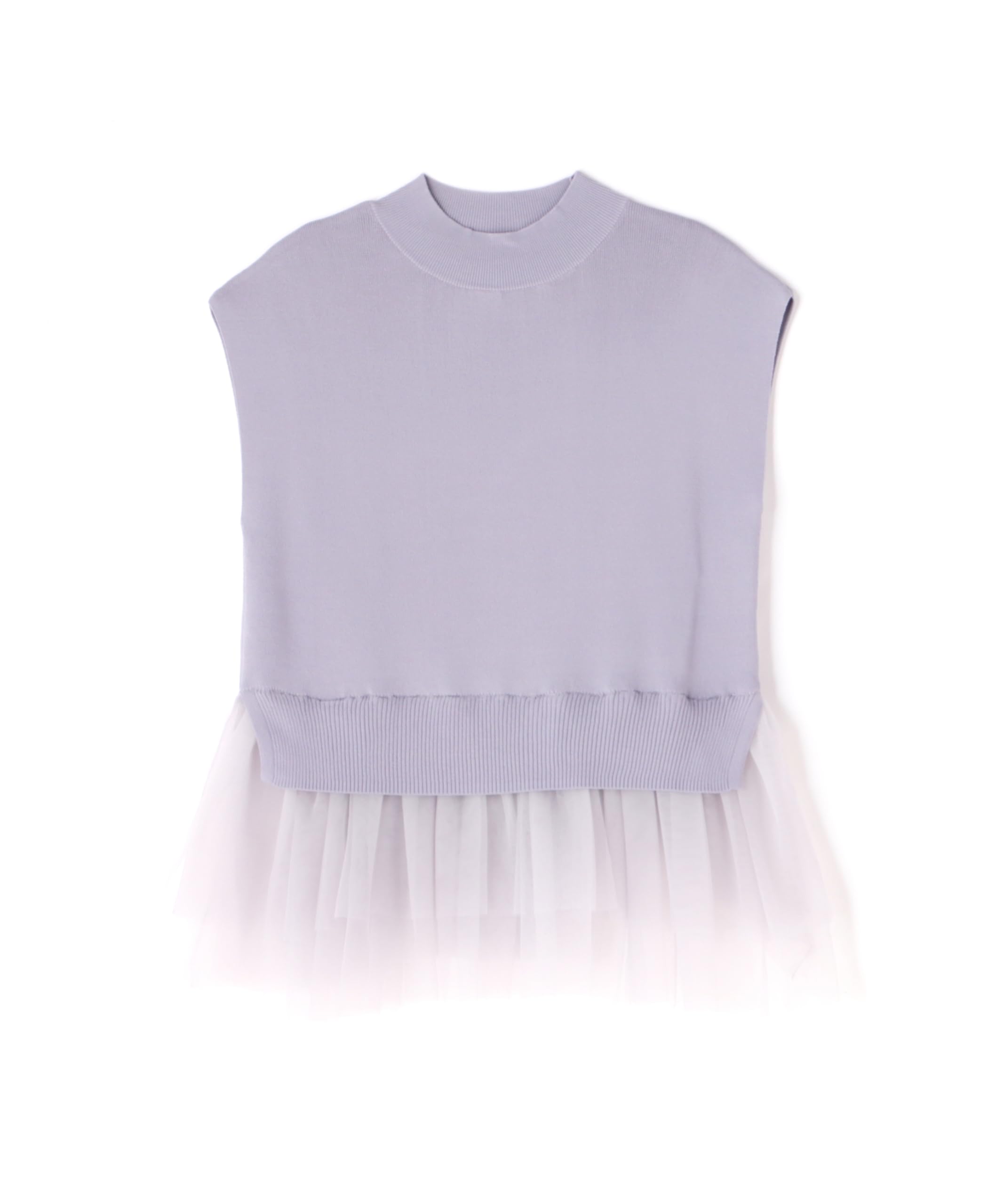 

Natural Beauty Basic Многослойный трикотажный свитер с тюлевыми оборками серого лавандового цвета женский