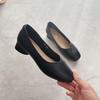 Women's Genuine Leather Formal Low-Heel Square-Toe Shoes, Soft Sole & Surface, Versatile for Work