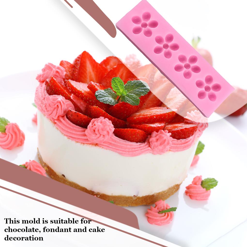 Silicone 4 Grid Flower Shape Cake Mold Romantic DIY Washable Replacement Home Kitchen Fondant Chocolate Baking Mould