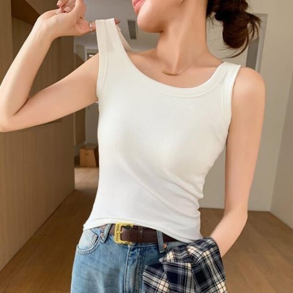Navava Women Ribbed Sleeveless Bra Cap Nt2645