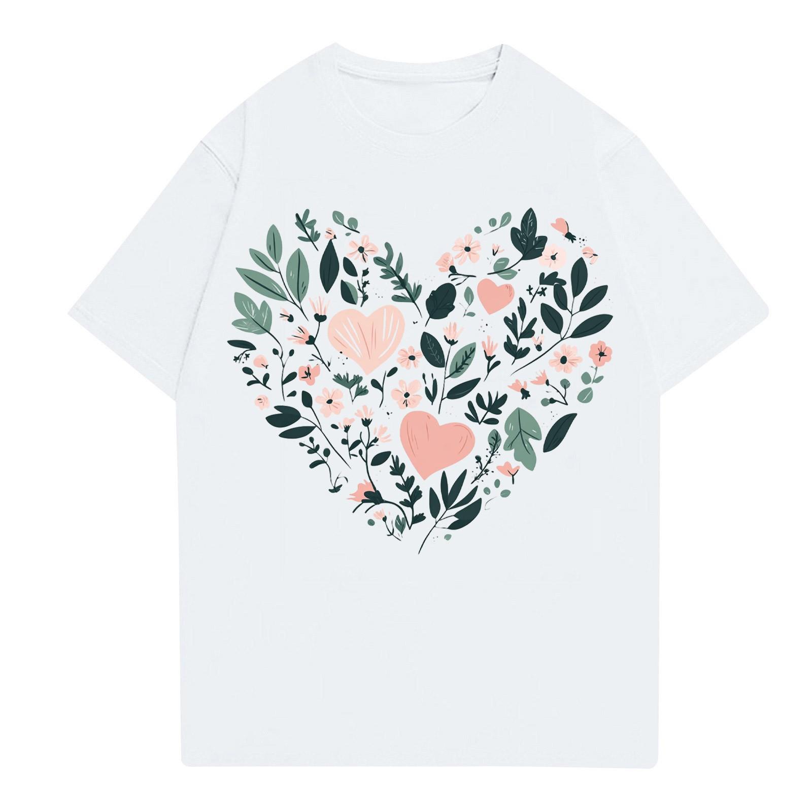 

Жіноча модна повсякденна футболка з принтом і круглим вирізом з короткими рукавами Топ Футболка Топ XL білий