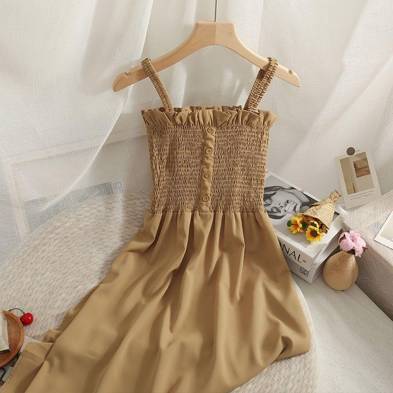 2026 Women's Plus Size Slimming Fairy Camisole Slip Dress with Pleated Hem for Summer