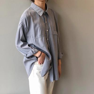 Minimalistische losse witte shirts voor dames Solide vintage shirts met ronde kraag